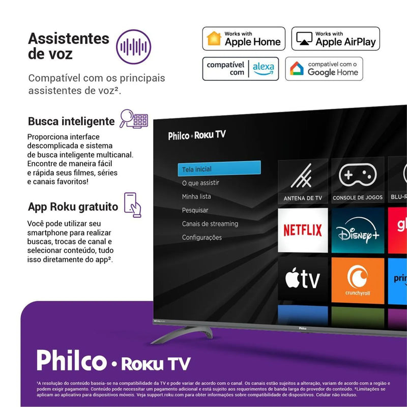 Smart TV 50” Philco PTV50G3ERSGB Led Roku TV Dolby Audio