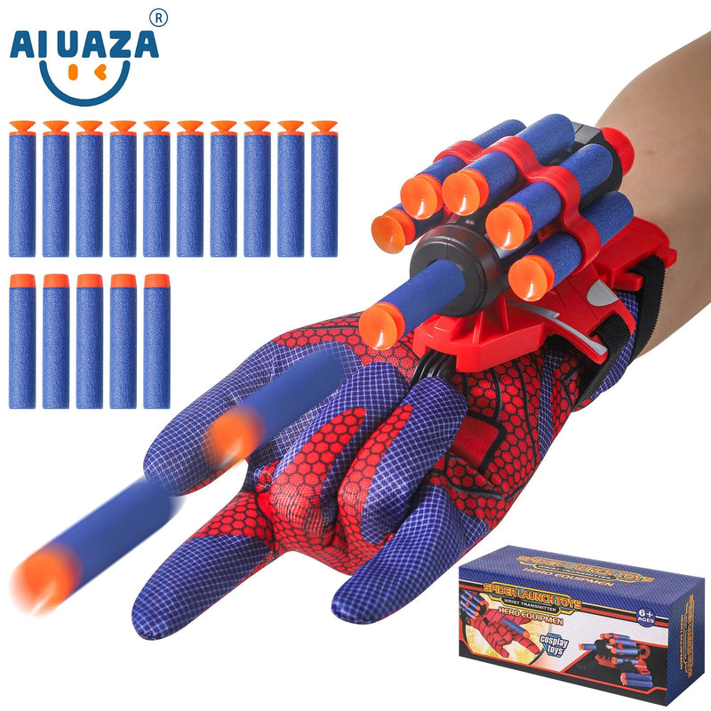 Luva homem aranha - lançadora de dardos nerf